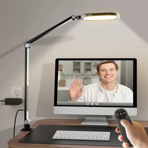 Vista 12 de Iluminación de videoconferencia para reuniones de zoom, anillo de luz para escritorio con soporte flexible, 30 modos de luz, iluminación de zoom