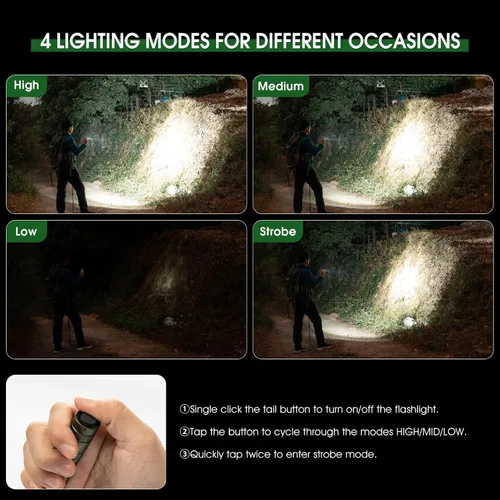 Vista 5 de PIOOCAN Linternas Recargables de 1200 Lúmenes, Linterna EDC de Bolsillo AA de Alto Lúmenes con Clip, Linternas Pequeñas Súper Brillantes, Linterna