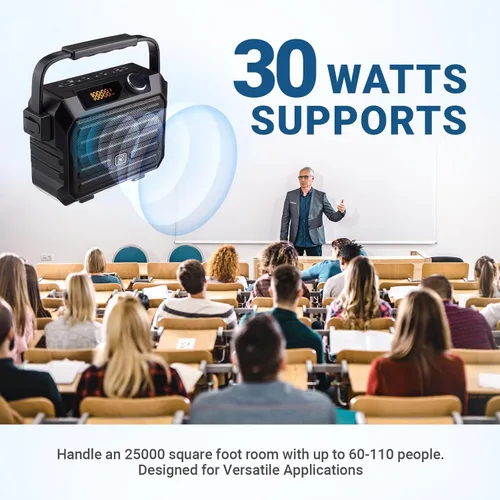 Vista 2 de WinBridge Amplificador de voz inalámbrico para profesores, sistema PA portátil de 30 W con micrófono de auriculares UHF y altavoz Bluetooth