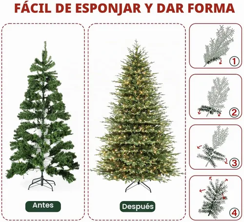 Vista 10 de Hykolity Árbol de Navidad flocado preiluminado de 7.5 pies, 450 luces LED 1592 puntas flocadas mixtas, 450 LED blanco cálido y multicolor, 10 modos