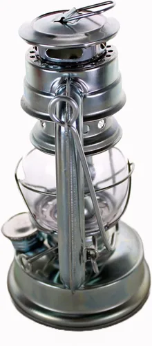 Vista 4 de Linterna de petróleo de queroseno de huracán plateado luz colgante de emergencialámpara - 8 pulgadas (4)