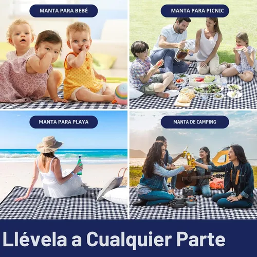 Vista 6 de ZAZE Mantas de Pícnic Lavables a Máquina, 80''x80'' Extra Grande Impermeable Resistente a la Arena Plegable Compacta Manta de Playa, Tapete Exterior