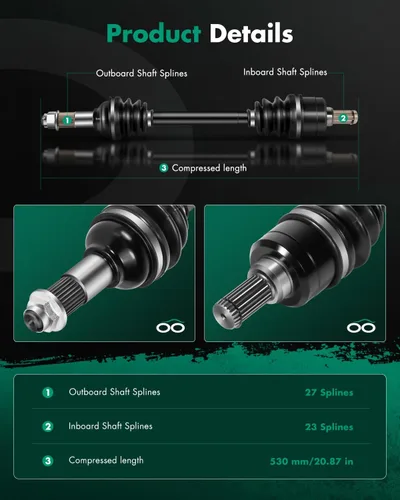 Vista 7 de SCITOO Conjunto de eje de transmisión de eje CV 2007-2014 para Yamaha Grizzly 550 700 Kodiak 700 trasero izquierdo derecho 28P-2518E-10-00