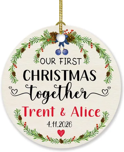 Adorno de decoración de pareja juntos Navidad 2025, Adorno personalizado de nuestra primera Navidad juntos, regalo para citas, aniversario, pareja,