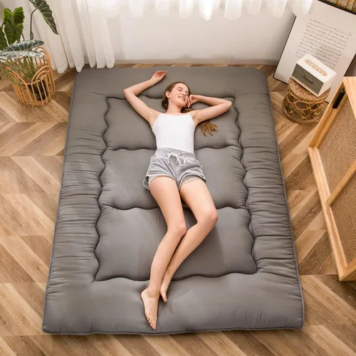 Vista 61 de Colchón futón japonés de piso gris constelación, de piso tatami, portátil, para acampar, para niños, sofá cama plegable enrollable con protector