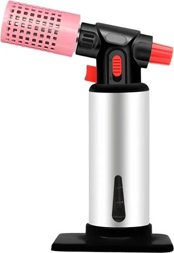 Vista 12 de Antorcha de butano con dispositivo anti-escaldadura, cubierta protectora de acero inoxidable, antorcha de cocina recargable, protección de llama