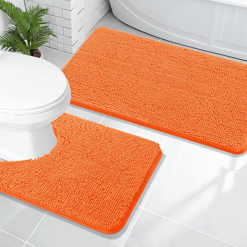 Vista 53 de OLANLY Juego de 2 alfombras de baño de felpilla suave y absorbente, antideslizantes, de secado rápido, lavables a máquina, accesorios de decoración