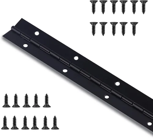 Vista 7 de 2 bisagras de piano resistentes de acero inoxidable de 24 x 1.2 pulgadas, bisagra continua negra para gabinetes, puertas, cajas de madera