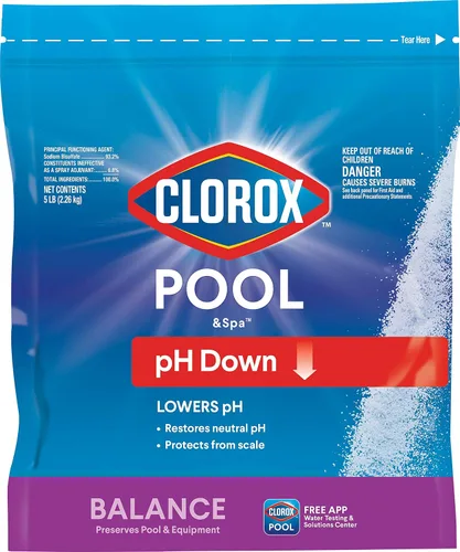 Clorox® Pool&Spa™ Piscina Equilibrador de pH, Baja el pH, Protege Contra Irritación en Ojos y Piel, 5 Libras (Paquete de 1)