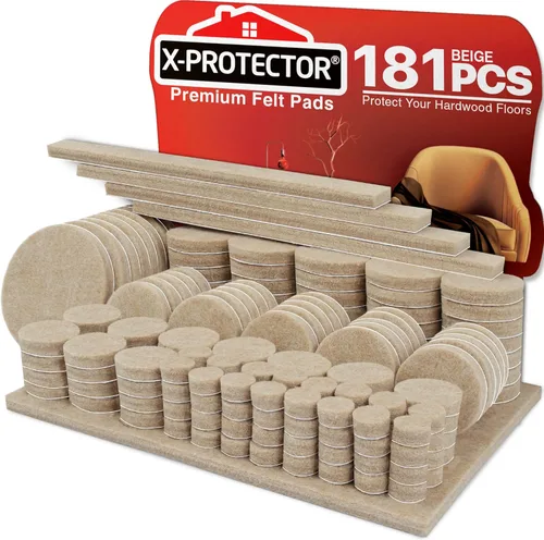 Vista 21 de Almohadillas X-Protector de fieltro para muebles, 48 unidades de 1 pulgada, protectores de piso de fieltro de alta calidad, protectores de suelos