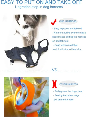 Vista 3 de Juego de arnés y correa para perro pequeño sin tirones, arnés a prueba de escape, chaleco de malla transpirable, arnés reflectante ajustable