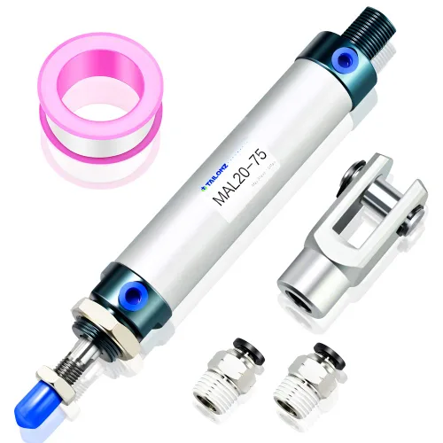 Vista 24 de TAILONZ PNEUMATIC Cilindro de Aire de 16mm Orificio 25mm Carrera de Doble Acción con Conector Y y 2 Piezas de Conexión de 6mm MAL16x25