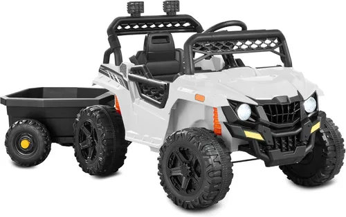 Vista 10 de Best Choice Products Vehículo y remolque eléctrico UTV de 12 V para niños con control parental, luces LED, 2 velocidades, Bluetooth, color azul