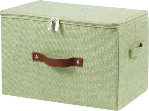 Vista 60 de Contenedores de almacenamiento con tapa con cremallera de tela de algodón y lino, cestas de almacenamiento con tapa, cajas plegables lavables