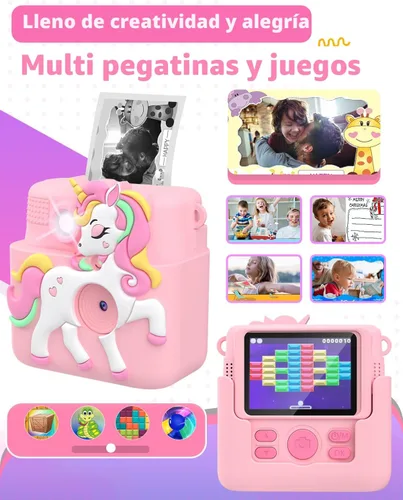Vista 5 de Cámara de impresión instantánea para niños con cubierta de silicona, regalos creativos para niñas de 4 a 12 años, cumpleaños, Navidad, juguete