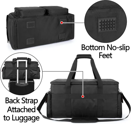 Vista 4 de Trunab Bolsa de archivo de cable para DJ con parte inferior acolchada desmontable y divisores, bolsa de viaje para equipo de DJ profesional