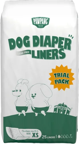 Vista 10 de PAWPANG Forros desechables para pañales para perros machos y hembras, 100 unidades, 5 opciones de tamaño, insertos de pañales para perros que se