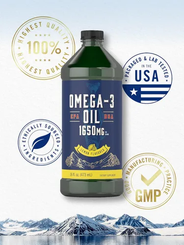 Vista 5 de Carlyle Aceite de pescado líquido Omega 3 1650 mg 32 onzas líquidas (2 botellas de 16 onzas) Sabor a limón Suplemento sin OMG y sin gluten