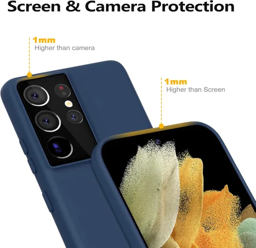 Vista 2 de YATWIN Funda de silicona para Samsung Galaxy S21 Ultra 5G con protector de pantalla, suave al tacto, a prueba de golpes, a prueba de polvo