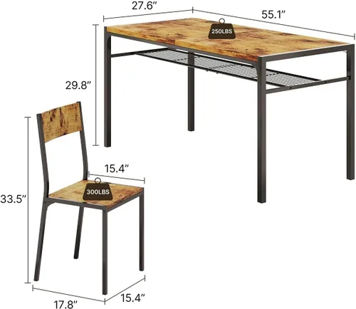 Vista 4 de Juego de mesa de comedor Gizoon para 6 con sillas, juego de mesa de cocina de 7 piezas para espacios pequeños, apartamento, cocina, comedor, ahorro