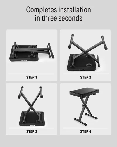 Vista 7 de Donner Banco de piano, banco de teclado ajustable, taburete portátil, silla plegable, asiento plegable, estilo X, 1.6 pulgadas de grosor acolchado