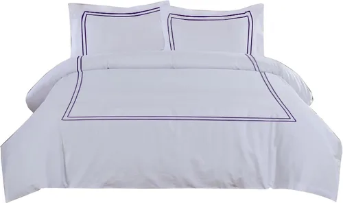 Vista 82 de BedDecor Lujoso juego de funda de edredón de algodón egipcio de 400 hilos, 1 pieza con hermoso bordado de 2 rayas