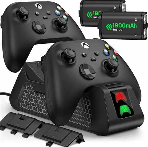 Estación de carga de control para Xbox con 2 paquetes de baterías recargables de 1800 mAh para Xbox Series XSXbox OneXSElite, estación de carga