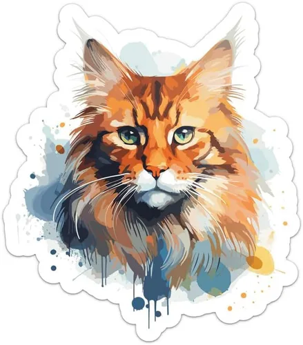 Vista 19 de Generic Pegatina de gato abisinio de acuarela colorida, calcomanía de vinilo impermeable para automóvil, laptop, pared, ventana, botella de agua
