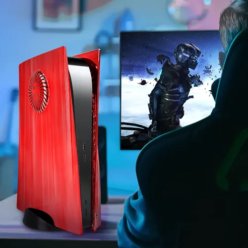 Vista 6 de SIKEMAY PS5 Cover Plates Electroplated, PS5 Accessories Faceplates with Vented Design for Disc Edition, PlayStation5 Cover Skin, Custom Shell Plates