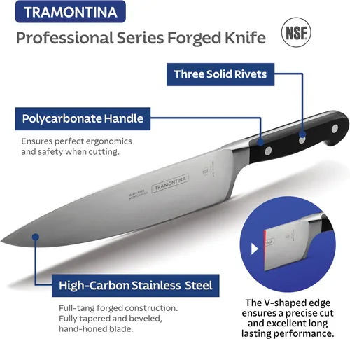 Vista 3 de Tramontina Pro Series - Juego de cuchillos de cocina de precisión forjados de 3 piezas