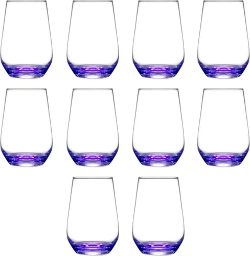 Vista 27 de DISCOUNT PROMOS Juego de copas de vino de Silicia de 10 vasos sin tallo, 16 onzas, texto personalizado, logotipo, transparente, similar a un orbe