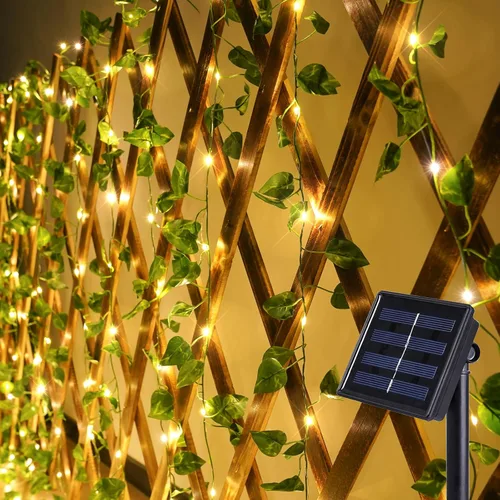 Vista 11 de suddus Paquete de 2 tiras de luces solares pequeñas de 33 pies, 100 luces LED solares azules para exteriores, 8 modos, luces solares de Navidad