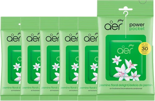 Vista 16 de Godrej Aer Power Pocket Floral Delight Fragancia para Baño 10 g, Paquete de 6, Naranja