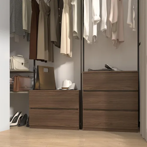 Vista 7 de furtble Cómoda de 2 cajones, cómoda pequeña para armario, armario de almacenamiento de madera para pasillo, dormitorio, entrada, mesita de noche