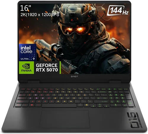 HP OMEN 16 - Laptop para juegos, Intel Core Ultra 9 285H (>i9-14900), GeForce RTX 5070, PC AI Copilot IPS de 16 pulgadas 144Hz, 32 GB DDR5 RAM, SSD