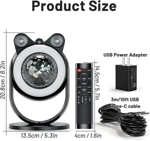 Vista 5 de Luces de fiesta DJ, luz de discoteca, bola de discoteca con proyector de estrellas, luces estroboscópicas activadas por sonido para fiestas, bar