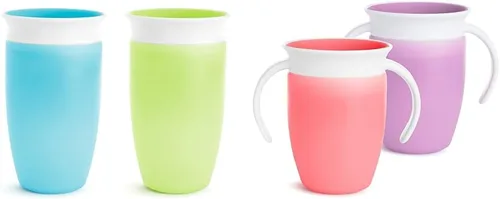 Vista 10 de Munchkin® Miracle® 360 Toddler Sippy Cup, a prueba de derrames, 10 onzas, paquete de 2, verde/azul & ® Miracle® 360 tapas para vasos, 4