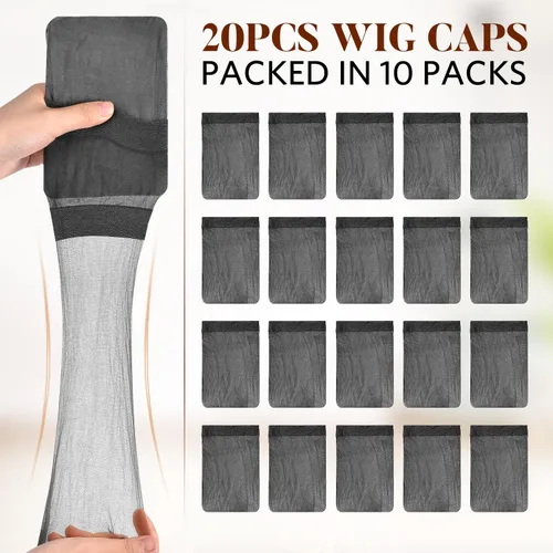 Vista 5 de MORGLES 20 gorras de peluca negras HD para hombres y mujeres, gorras de peluca de nailon elástico para encaje frontal