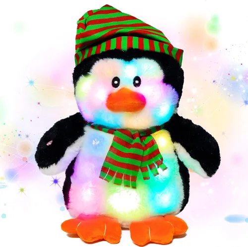 Vista 9 de Cuteoy Peluche LED de dinosaurio azul iluminado, para cumpleaños, Navidad, juguetes de peluche T-Rex, regalos para niños pequeños, 12.5 pulgadas