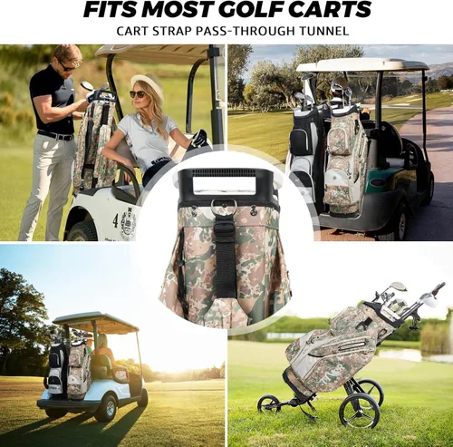 Vista 6 de TIVOR Bolsa de carrito de golf 2026 con parte superior divisora de longitud completa de 15 vías, 12 bolsillos, bolsa de carrito de golf silenciosa
