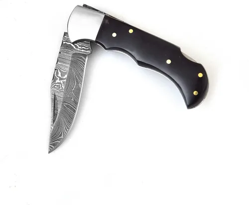 Vista 4 de 606H - Cuchillo de acero de Damasco - Cuchillo plegable de bolsillo con clip - Cuchillo personalizado hecho a mano - Cuchillo de bolsillo de Damasco