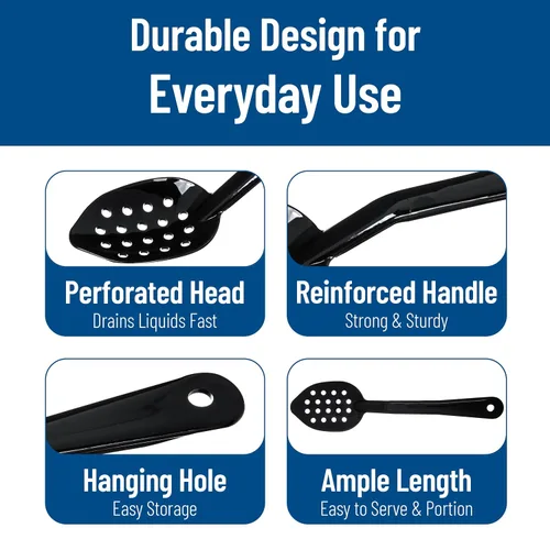 Vista 4 de Carlisle FoodService Products 4411-03 - Cuchara perforada para servir (11 pulgadas), color negro