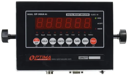 Optima Scales OP-900A-01 NTEP (CC # 09-070A1) Indicador de pesaje digital, IP65, LED, acero suave