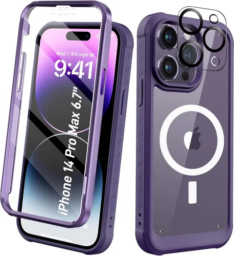 Vista 19 de Funda para iPhone 15 de cuerpo completo, protector de pantalla integrado, con protector de lente de cámara, [antiamarilleamiento], funda protectora