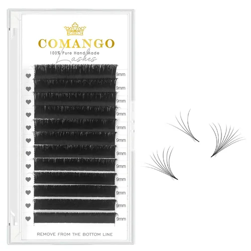 Vista 23 de CoMango - Extensiones de pestañas de color morado degradado 0.07, rizo C de 0.315-0.551 pulgadas, bandeja mixta, extensiones de pestañas de volumen