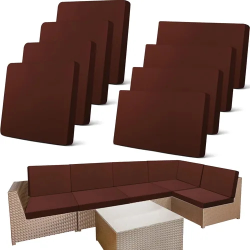 Vista 14 de Newwiee 8 fundas elásticas de cojín para patio al aire libre, repuesto para 4 respaldos y 4 fundas de cojines de patio, funda impermeable para sofá