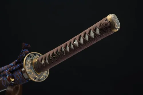 Vista 8 de Espada samurái japonesa Katana hecha a mano con acero templado de arcilla de alto carbono 1095 y Kylin Tsuba y madera hecha a mano Saya