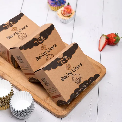 Vista 6 de Bake Choice 400 piezas de forros antiadherentes para mini cupcakes dorados para hornear, forros de papel de aluminio para muffins, envolturas