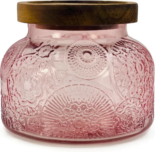 Vista 26 de Recipiente de almacenamiento de alimentos decorativo de vidrio ámbar con tapa hermética de madera 720 ml 2 piezas, recipientes de almacenamiento