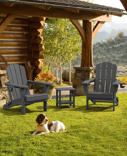 Vista 7 de SERWALL Juego de 2 sillas plegables Adirondack ajustables con 3 posiciones reclinables, Adirondack de polietileno de alta densidad para todo